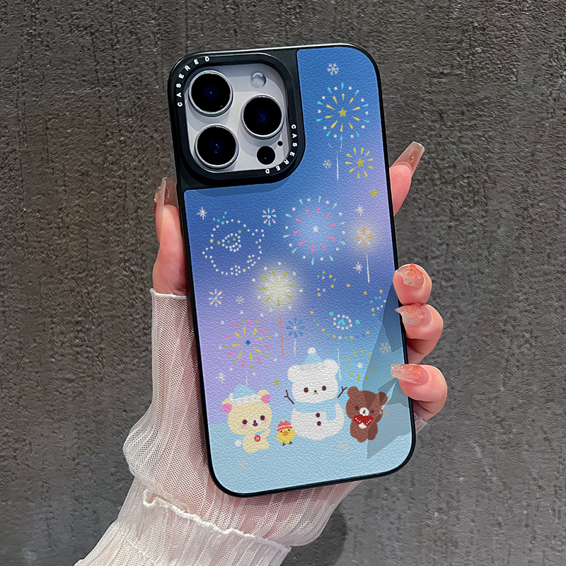 适用苹果17promax新款iPhone16手机壳华为p80荣耀400刀锋小羊皮小米17烟花雪人小熊opporeno14vivos30三星S25