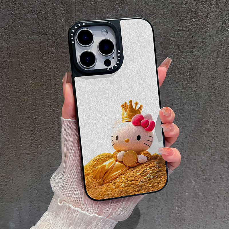 适用苹果17promax新款iPhone16手机壳华为p80荣耀400刀锋小羊皮小米17黄金KT猫招财opporeno14vivos30三星S25