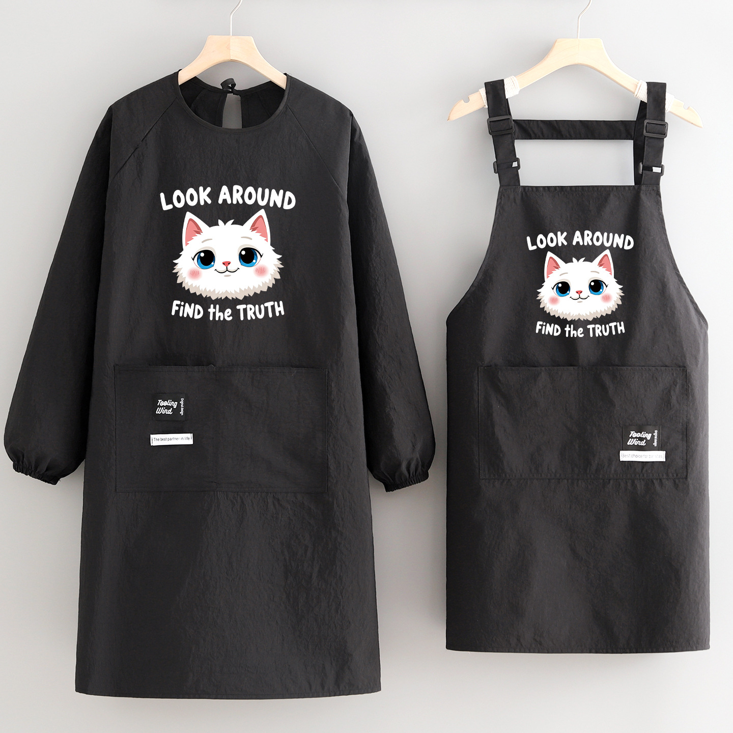 防泼长袖围裙2025新款厨房家用