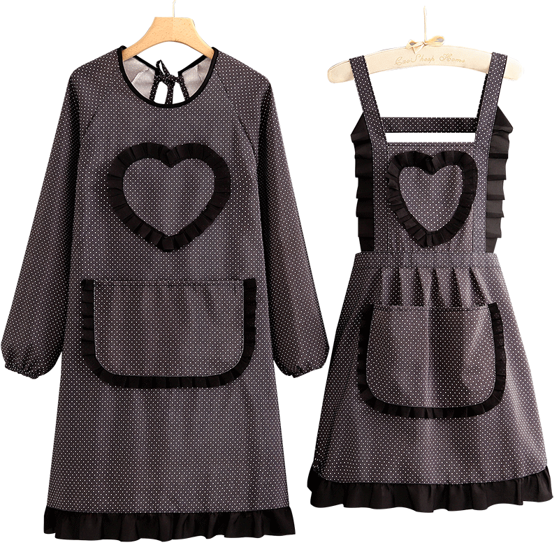 帆布长袖围裙家用厨房女做饭防污透气耐磨韩版洋气罩衣工作服围腰