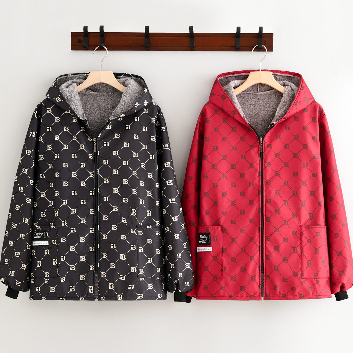 加绒加厚长袖罩衣女外穿家用防污