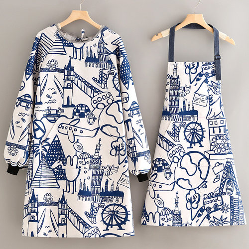 2024新款帆布长袖围裙厨房