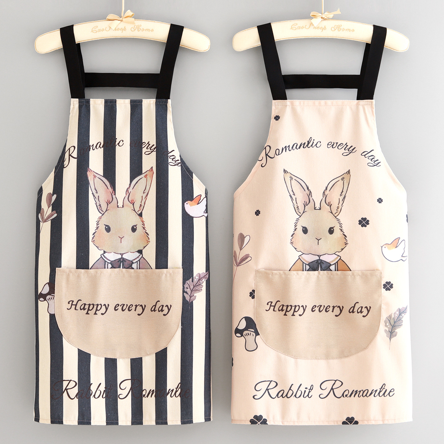 韩版文艺帆布防污围裙家用厨房