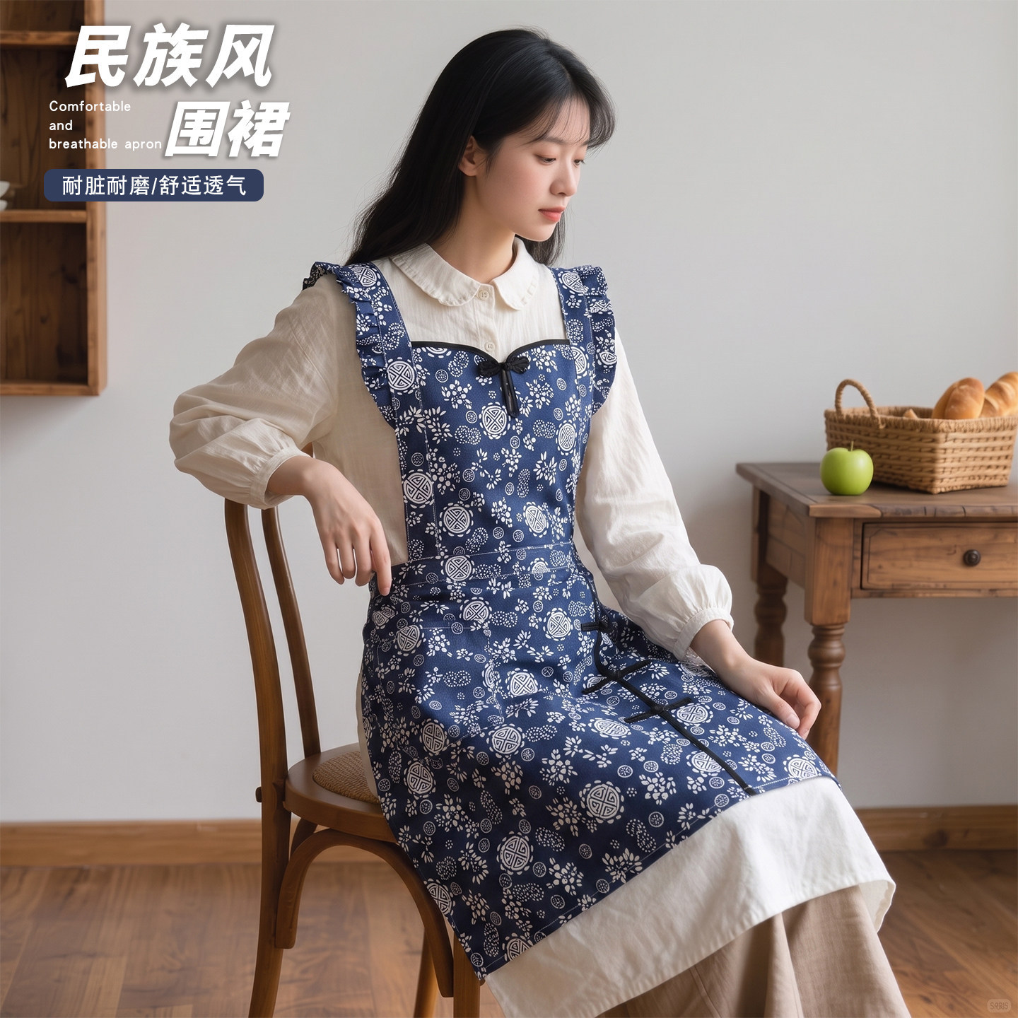复古帆布厨房围裙家用做饭防污耐