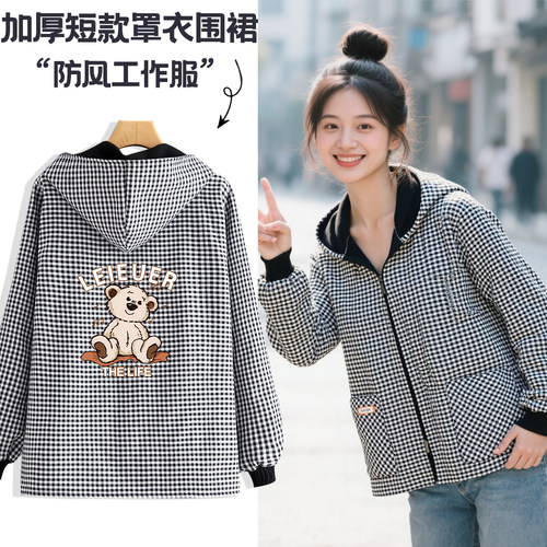 加绒加厚秋冬罩衣新款防污保暖