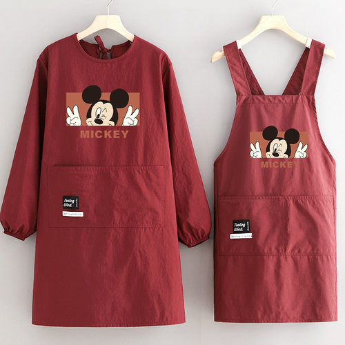 防泼水长袖围裙家用厨房防污围腰