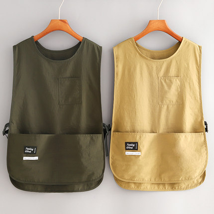 简约家用厨房马甲围裙新款工作服男女餐饮耐脏工作服定制logo印字