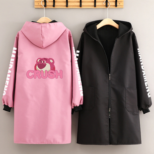 加绒罩衣女2023新款防水长袖围裙防油工作服定制logo印字保暖围腰