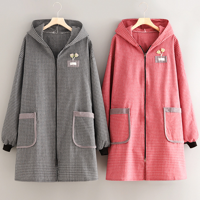 加肥加大棉布长袖围裙