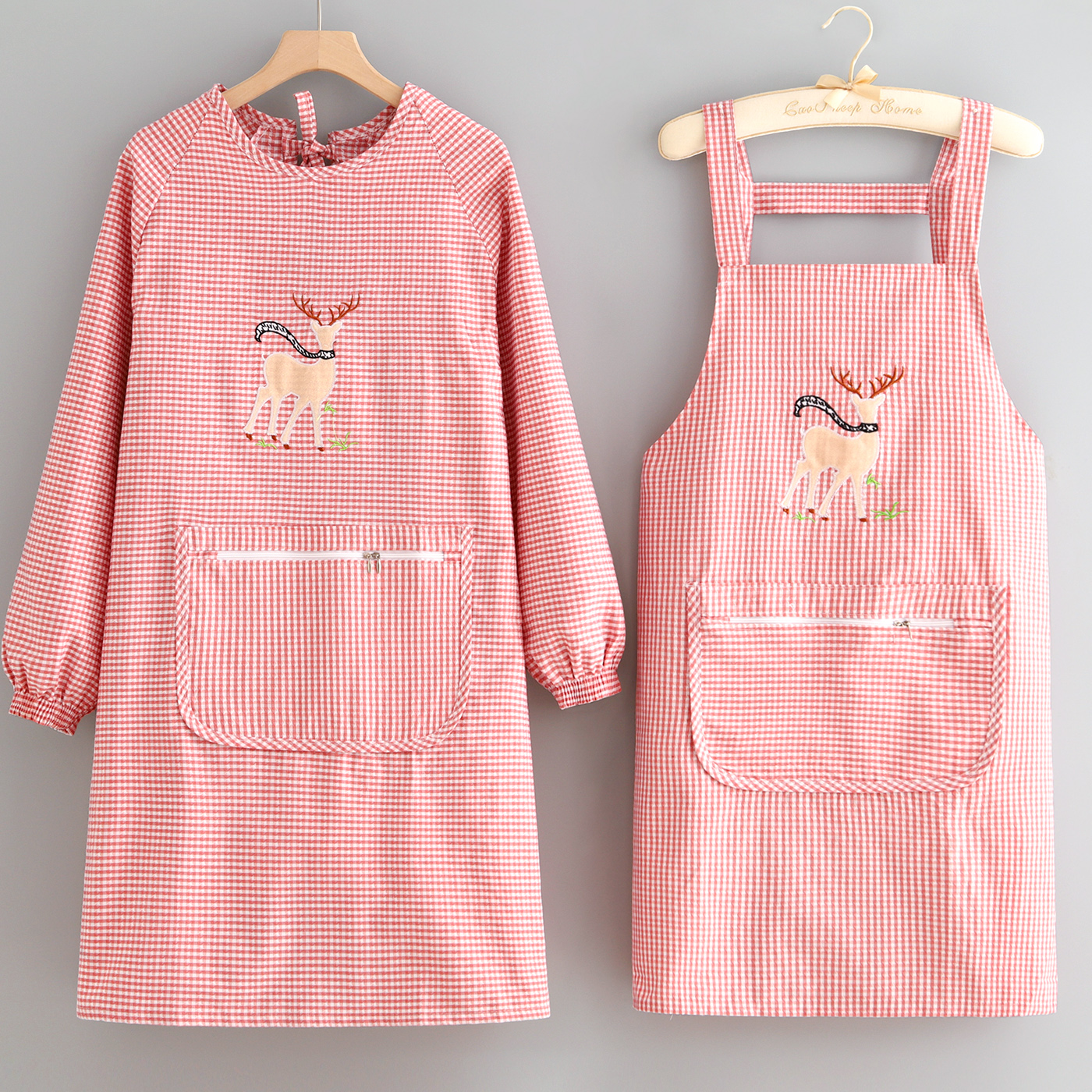 时尚长袖围裙女家用厨房防污耐脏