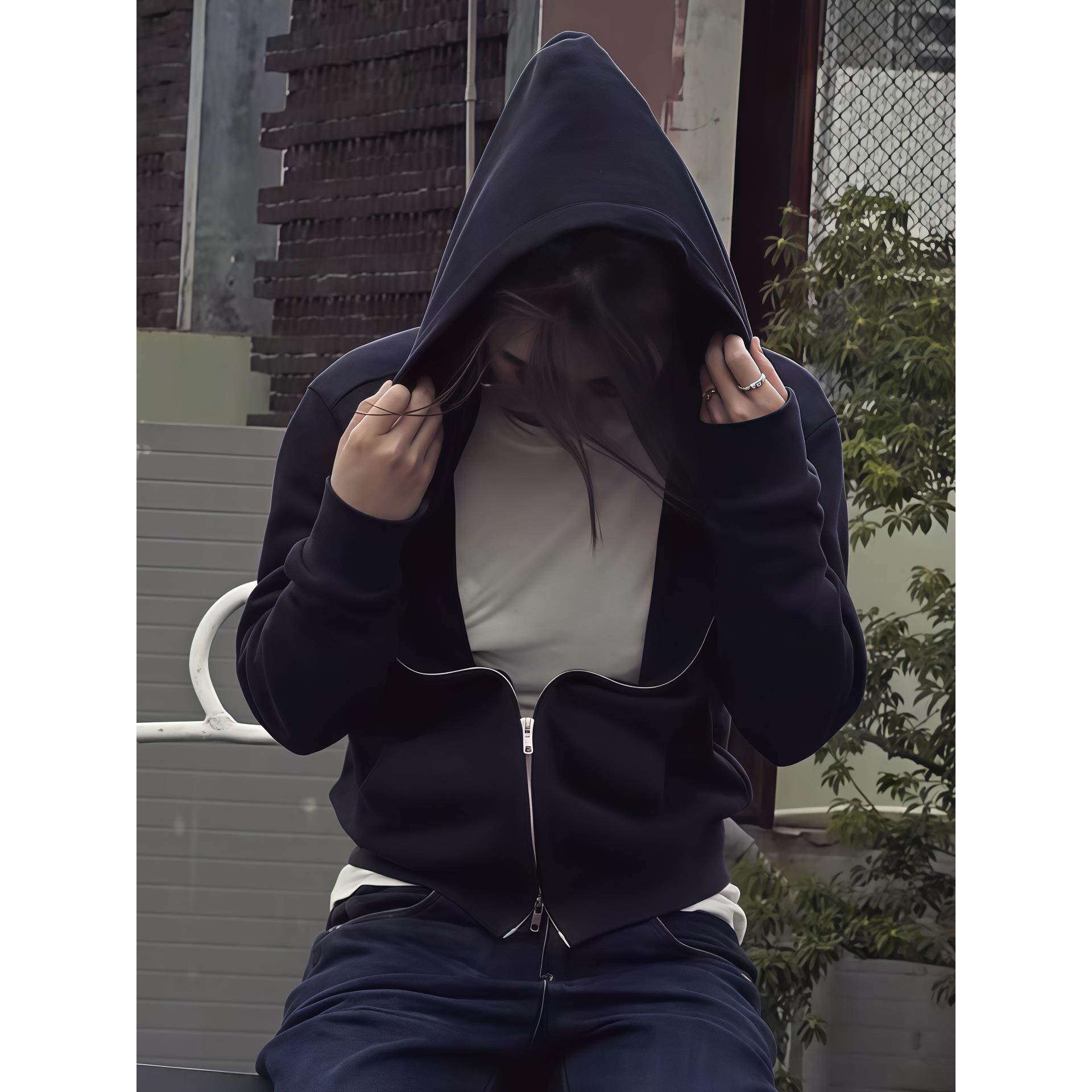 ROUMIKL连帽拉炼卫衣外套女2025新款秋季外搭运动休闲开衫长袖百