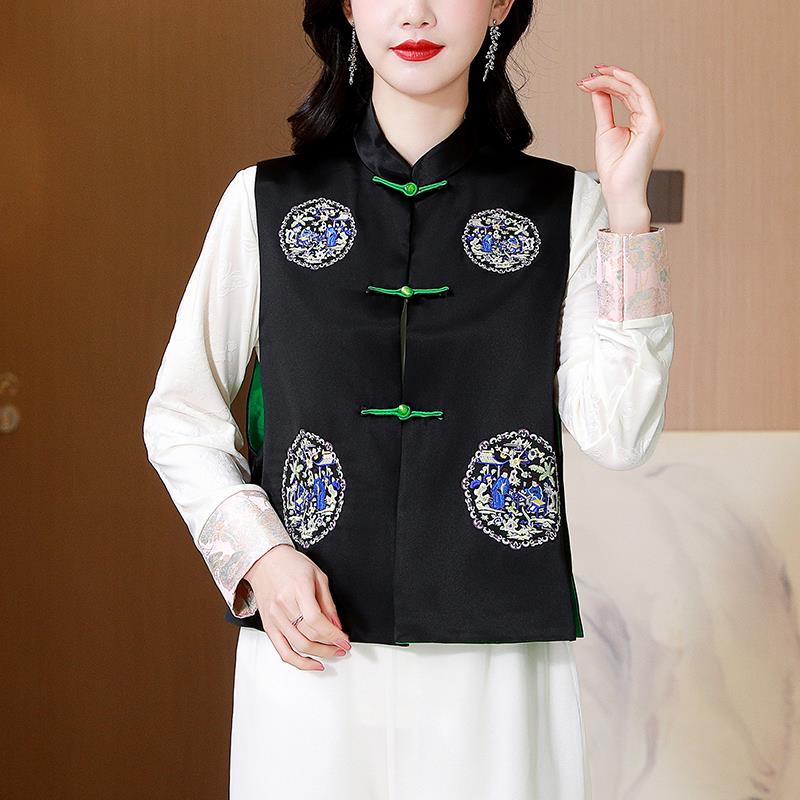 ROUMIKL新中式国风提花马甲2025新款早春秋冬女高端叠穿背心宋锦