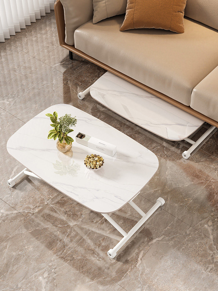 板岩升降桌咖啡桌餐桌小公寓家庭折叠桌移动餐桌安装免费茶几升降