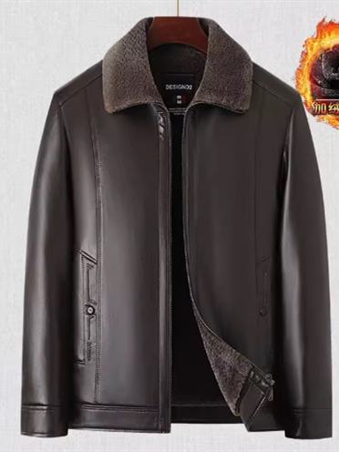 DAD: MIDDLE-AGED MENS LEATHER JACKET FLEE..