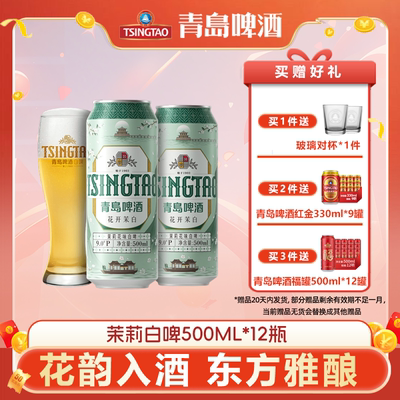 青岛啤酒花开茉白茉莉花味白啤500ml*12听