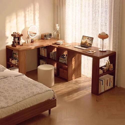 实木书桌2025新款女生卧室转角