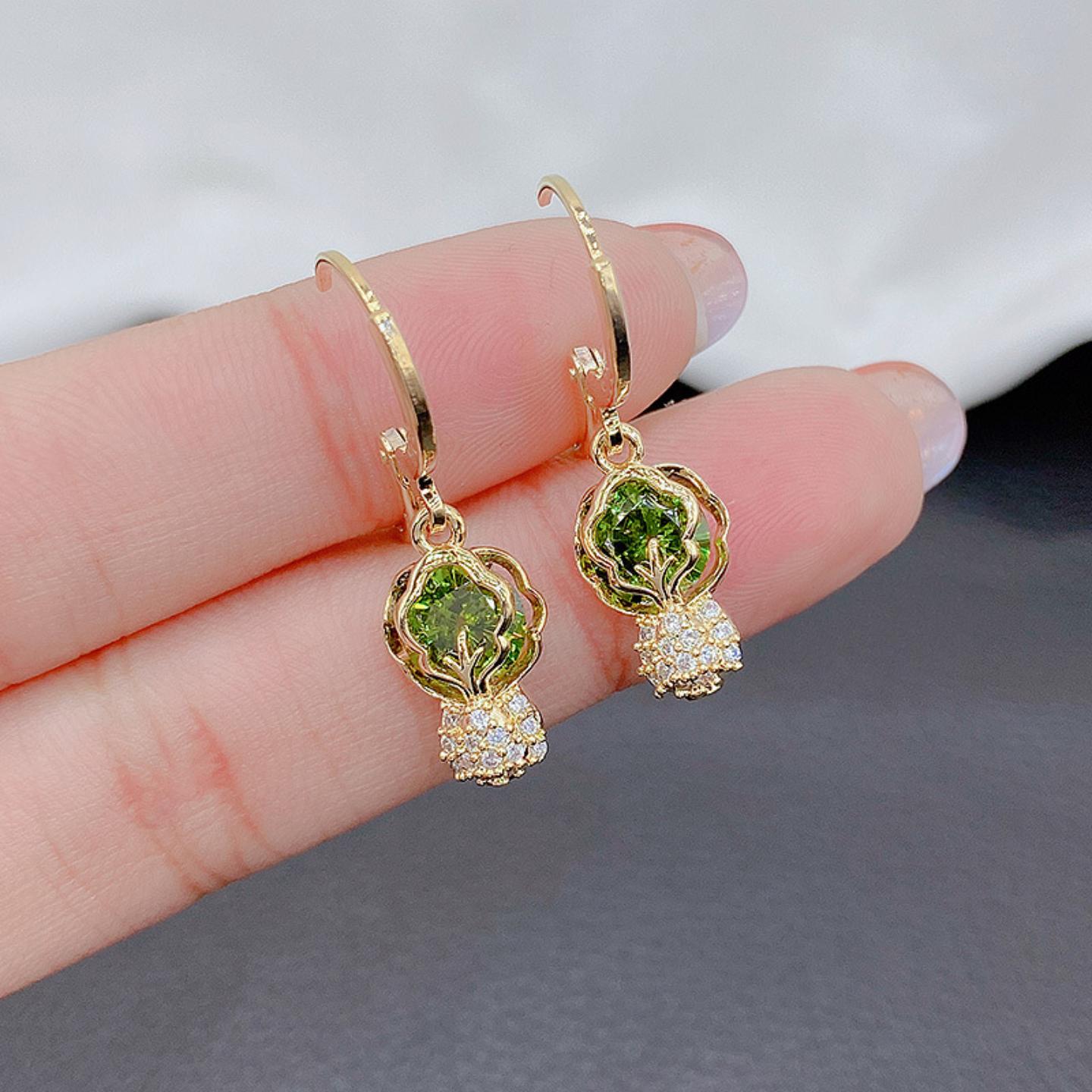 白菜吊坠耳环女个性小众潮流耳扣
