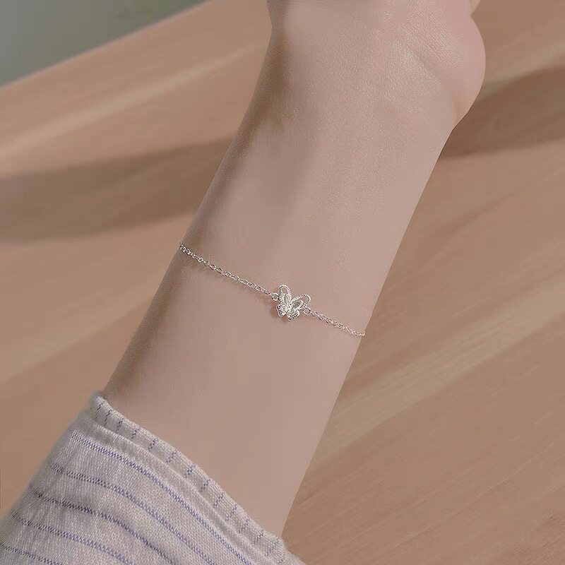 S999纯银韩版简约蝴蝶手链女轻奢