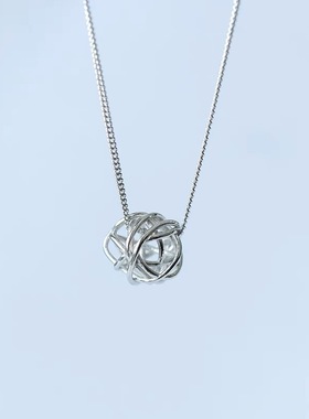 s925纯银简约镂空线团清新气质颈链通勤风时尚设计感锁骨链