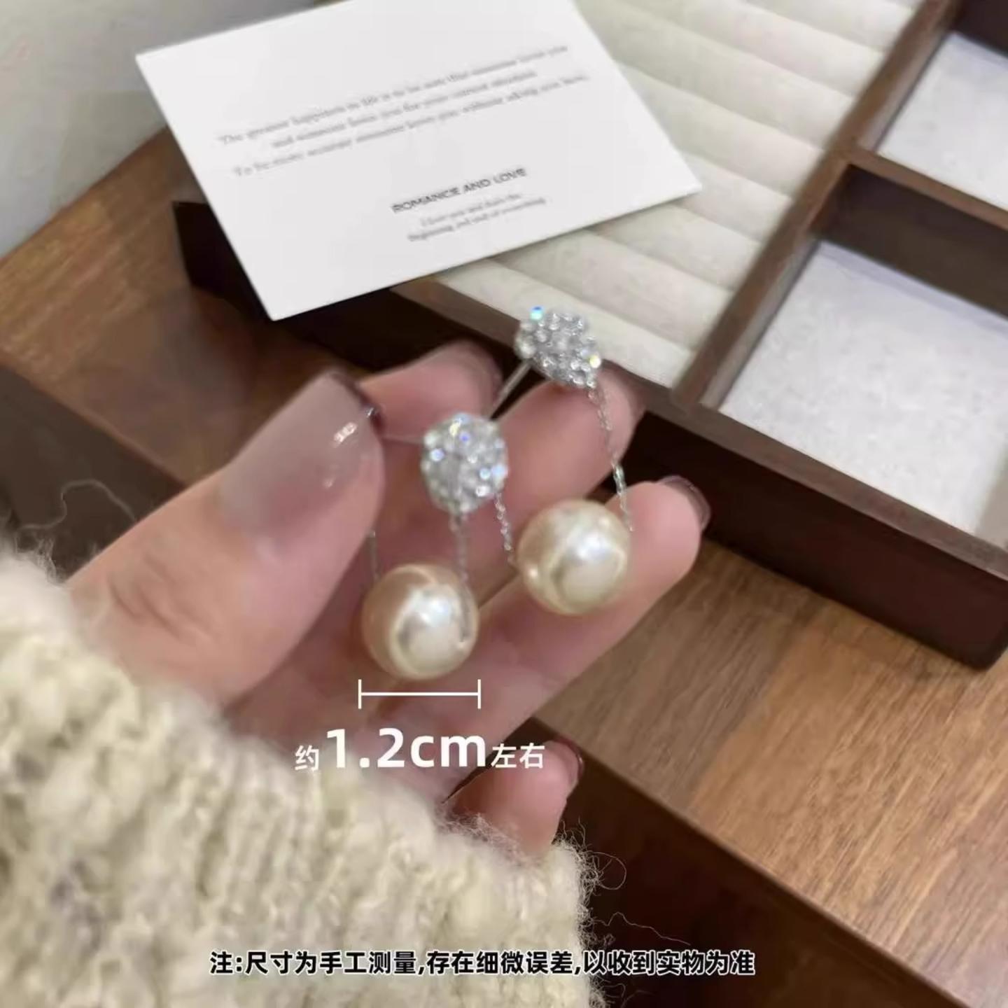 爱心满锆珍珠流苏耳钉轻奢时尚小众耳环银针轻奢时尚铜合金耳饰