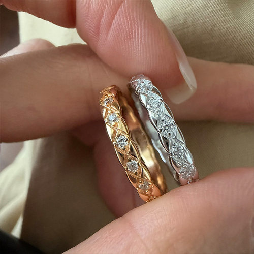 s925银菱纹格戒指女闭口戒指时尚