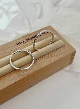 纯银素圈戒指冷淡风小众设计高级感轻奢s925开口食指指环时尚个性