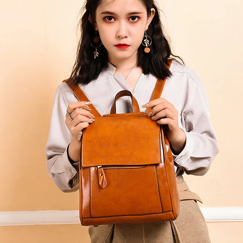 双肩包女新款真皮女包欧美时尚大