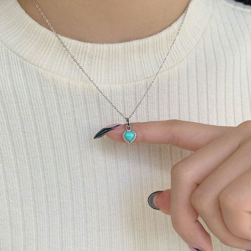 925纯银爱心项链女简约小众设计