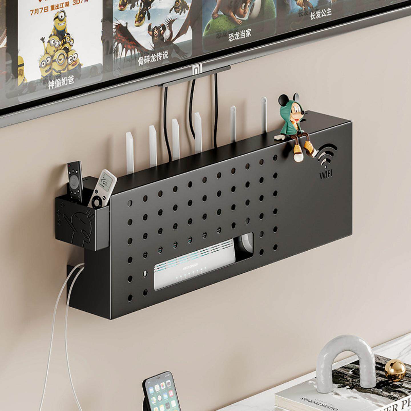 机顶盒置物架墙上路由器收纳盒壁挂式无线wifi电视机光猫放置架子