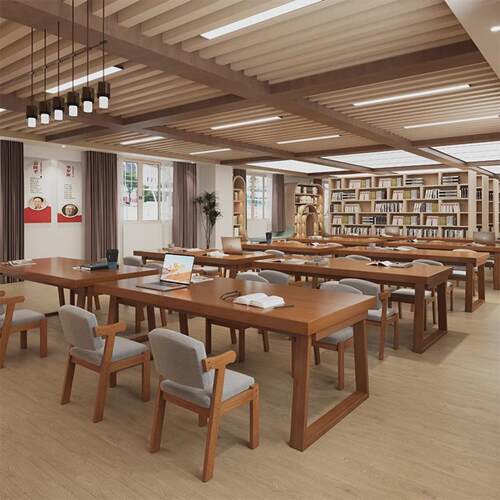 图书馆书桌阅读桌双人学习桌椅