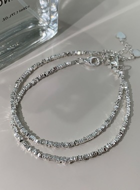 s925纯银国风潮小众碎银子手链清冷简约高级感配饰手饰品新款