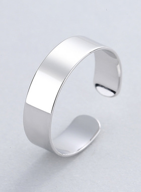 925纯银光面开口戒指女不掉色夸张重工戒子小众高级简约戒指