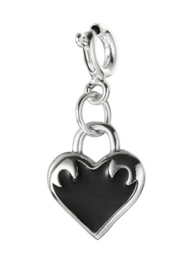 韩国s925纯银滴油黑色爱心锁吊坠韩版简约复古做旧项链配饰女百搭