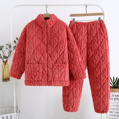 湖南省省服夹棉睡衣女士加厚加绒