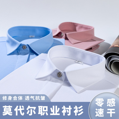 广东普宁衬衫莫代尔女士长袖抗皱