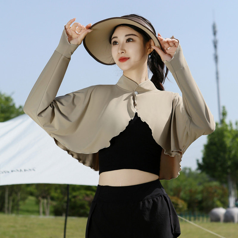 冰丝防晒披肩女款夏季透气防晒衣薄款2026新款开车小披肩骑车斗篷