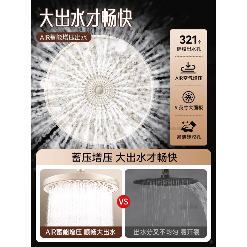 奶油白色增压淋浴莲蓬头