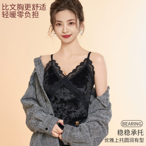 轻奢法式蕾丝性感吊带保