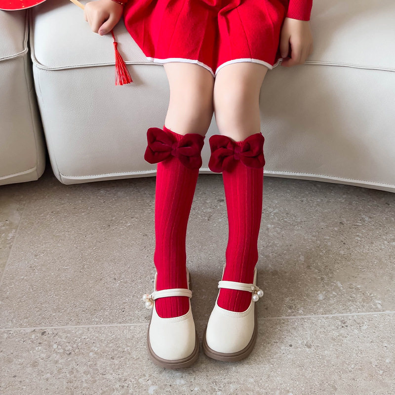 儿童红色袜子新年女宝宝