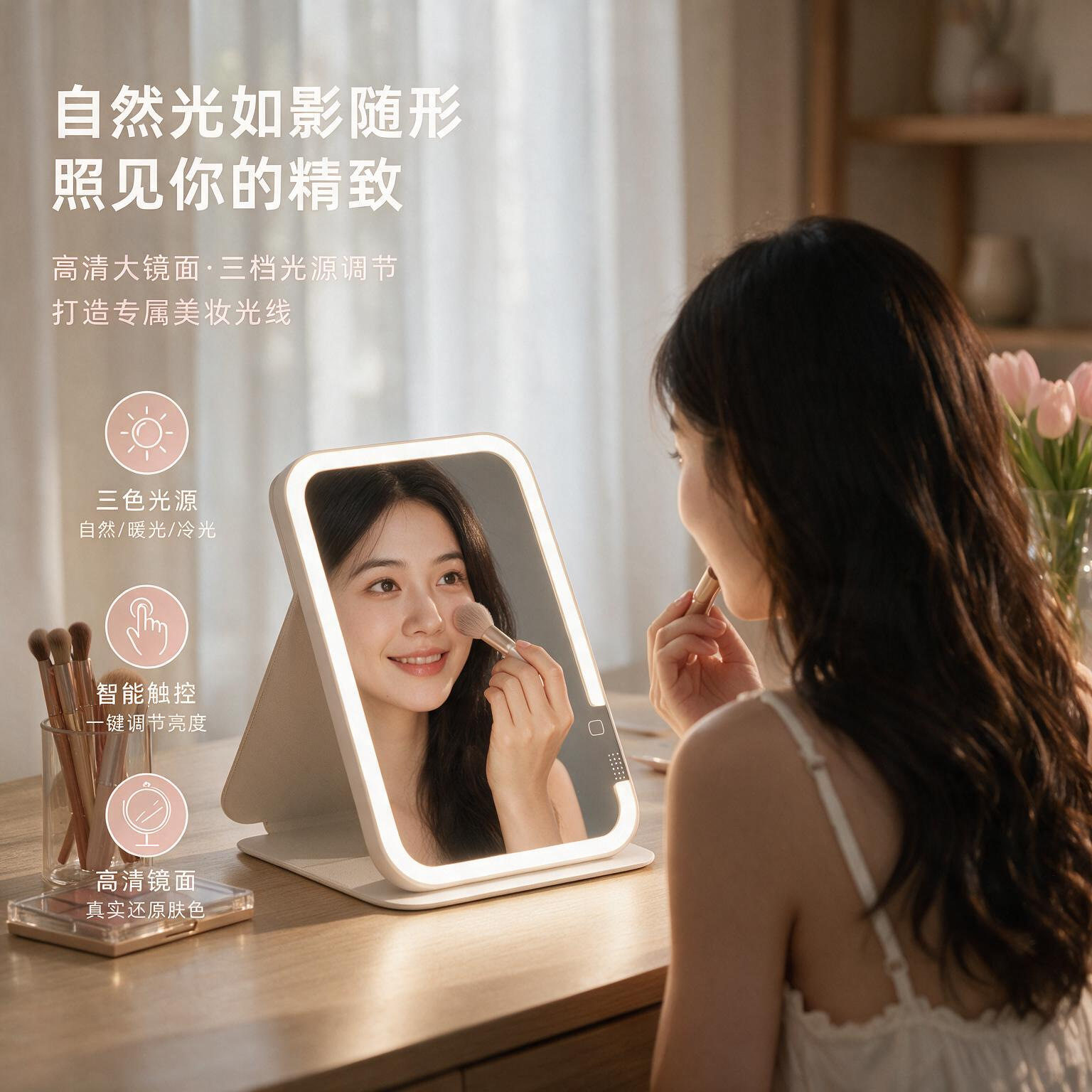 led带灯梳妆台化妆镜补光