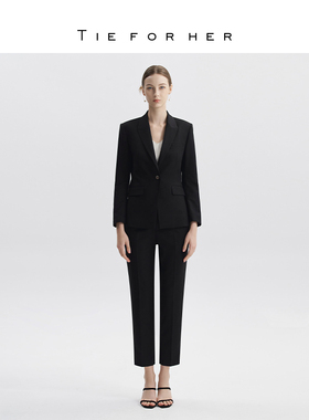 TieForHer Tzee9系列黑色单排修身职场通勤西服西装职业套装女