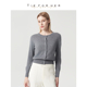 女高智感圆领长袖 TieForHer BGK系列灰色针织开衫 通勤显瘦外套