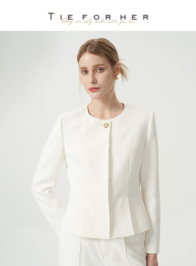 TieForHer Rossi小香风外套女 圆领短款千金风优雅通勤高智感单西