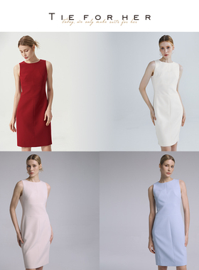 【明星爆款】TieForHer董洁款钻石裙蒙德里安淡人无袖连衣裙