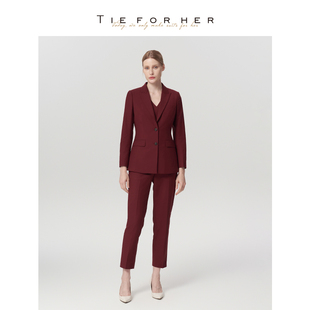 马甲女士套装 TieForHer 通勤西装 安可拉酒红修身 Tzee0系列明星款