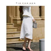 TieForHer法式 a字裙显瘦淡人半身裙通勤日常百搭过膝伞裙女