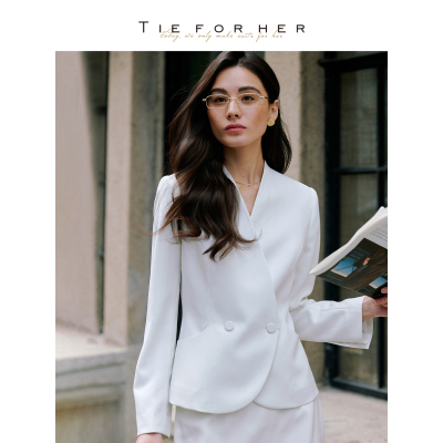 TieForHer 【上东区】春夏新款 通勤优雅V领花苞短外套上衣新品