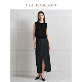 TieForHer 通勤优雅 百搭显瘦 冬新款 高腰开叉长裙半身裙