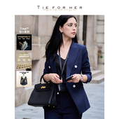 TieForHer 女 西服套装 Tzee8系列藏青色双排扣修身 通勤职业西装