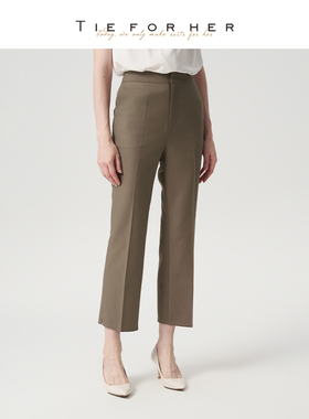 TieForHer Leeds黄金九分裤 深卡其显高显瘦职业通勤神裤直筒裤女
